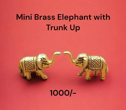 Mini Brass Elephant with Trunk Up