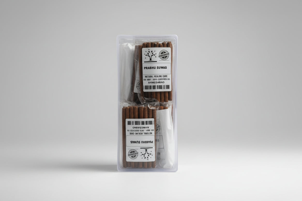 Packaging of Prabhu Suwas Dhoop Stick with branding and product information visible.