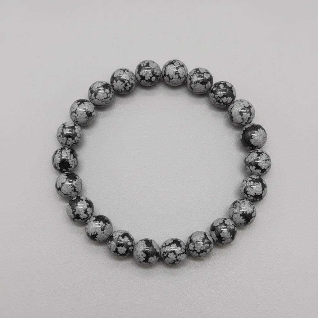 SnowFlakes Obsidian Bracelet