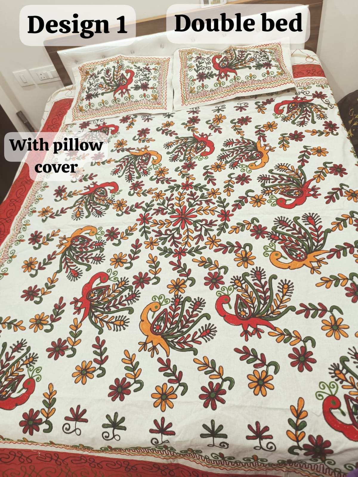 Rajwadi Double Bedsheet with Pillow covers design no. 1