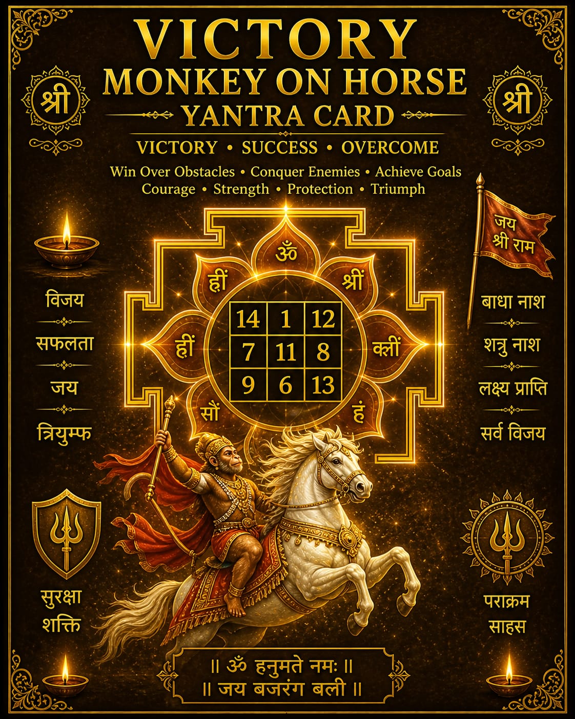 Victory Monkey on Horse yantra card
