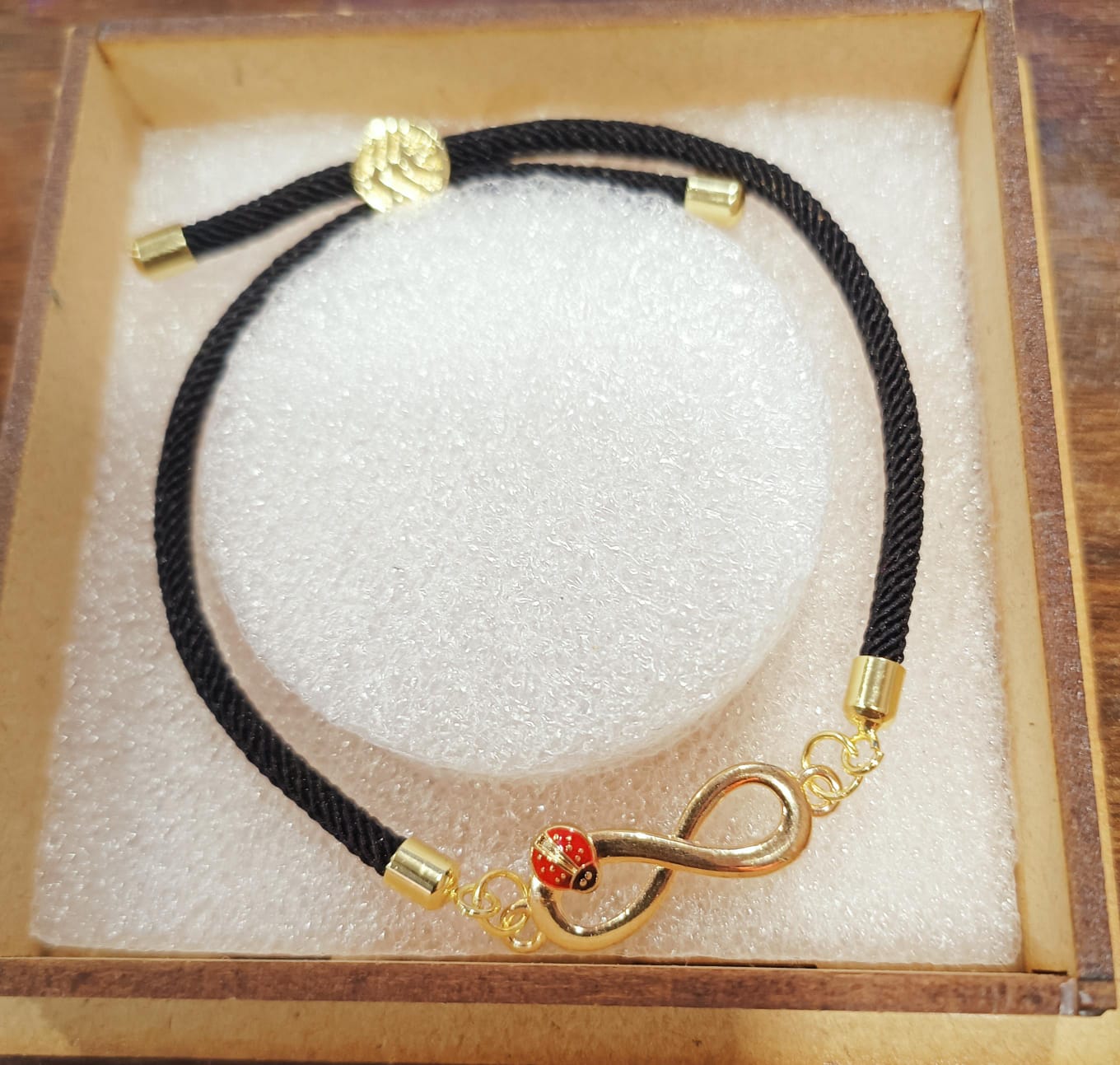 Black Thread Infinity Bug Bracelet