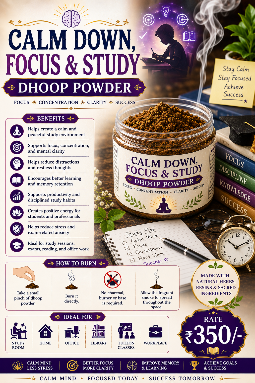 Calm Down, Focus & Study Dhoop Powder