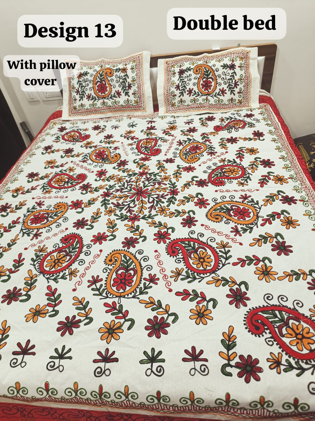 Rajwadi Double Bedsheet with Pillow covers design no. 13