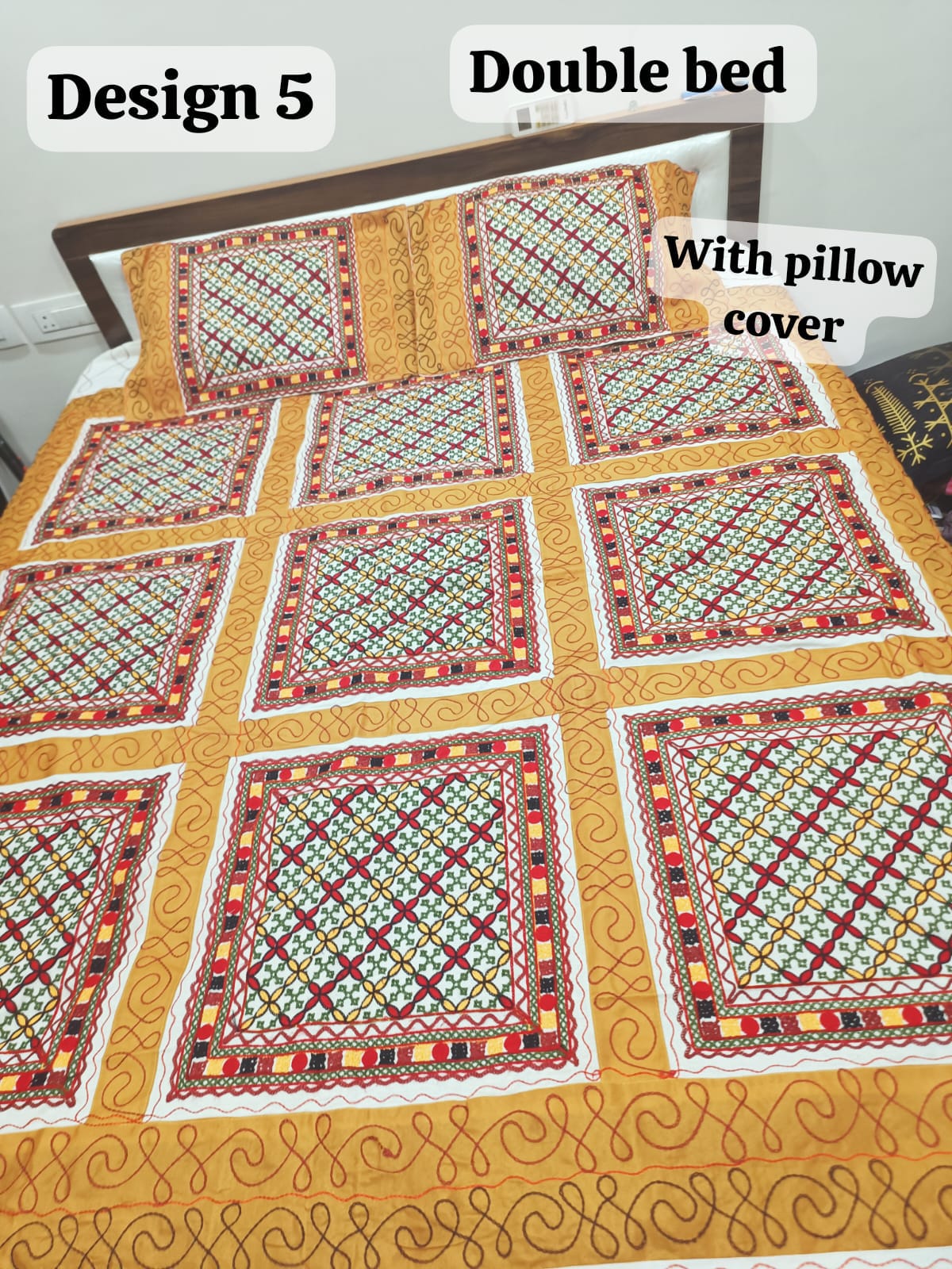 Rajwadi Double Bedsheet with Pillow covers design no. 5