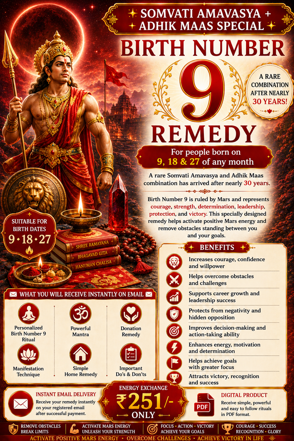SOMVATI AMAVASYA + ADHIK MAAS SPECIAL Birth Number 9 Remedy