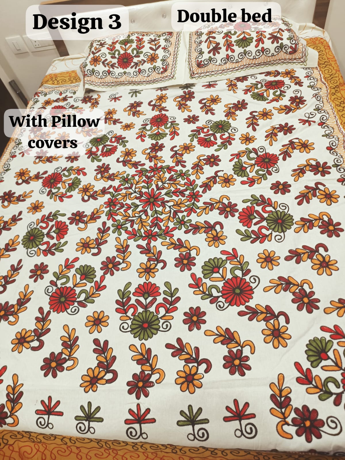 Rajwadi Double Bedsheet with Pillow covers design no. 3