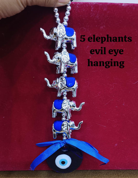 5 Elephants Evil Eye Hanging