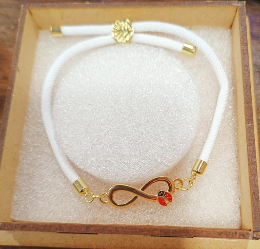 White Thread Infinity Bug Bracelet