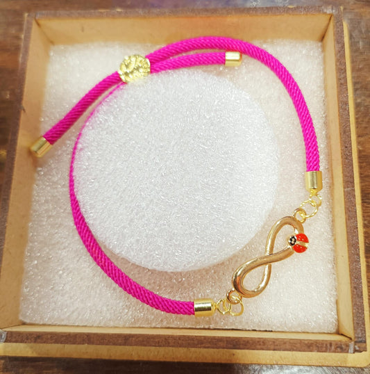 Magenta Pink Thread Infinity Bug Bracelet