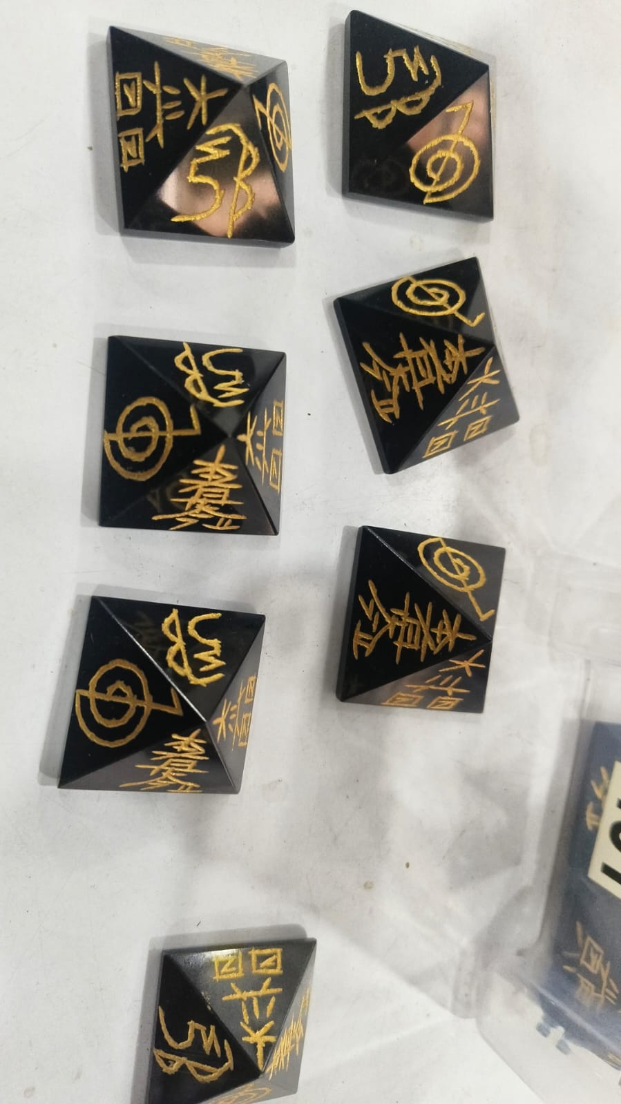 Big black tourmaline Reiki Symbols pyramid [431]