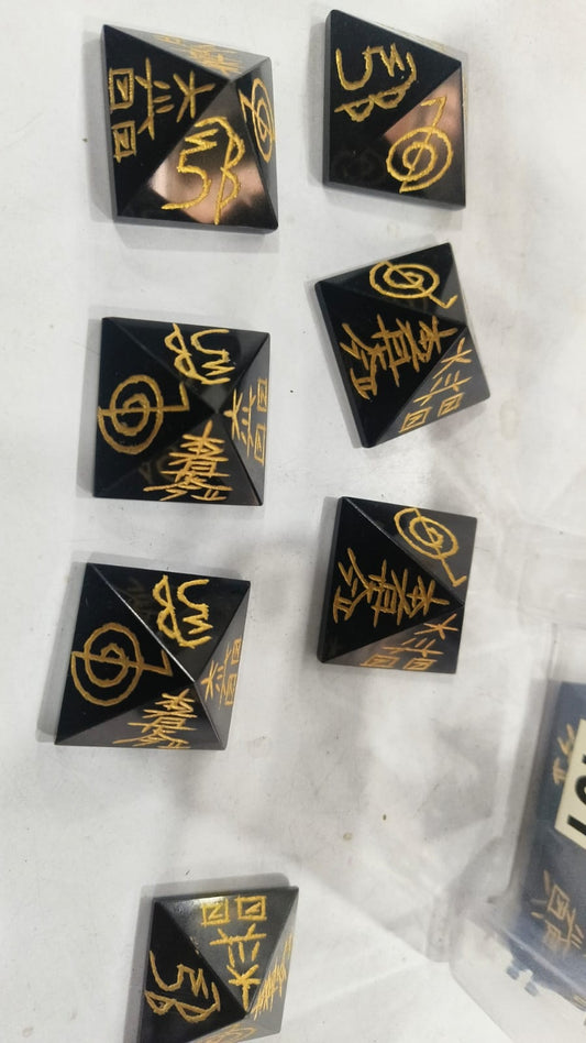 Big black tourmaline Reiki Symbols pyramid [431]