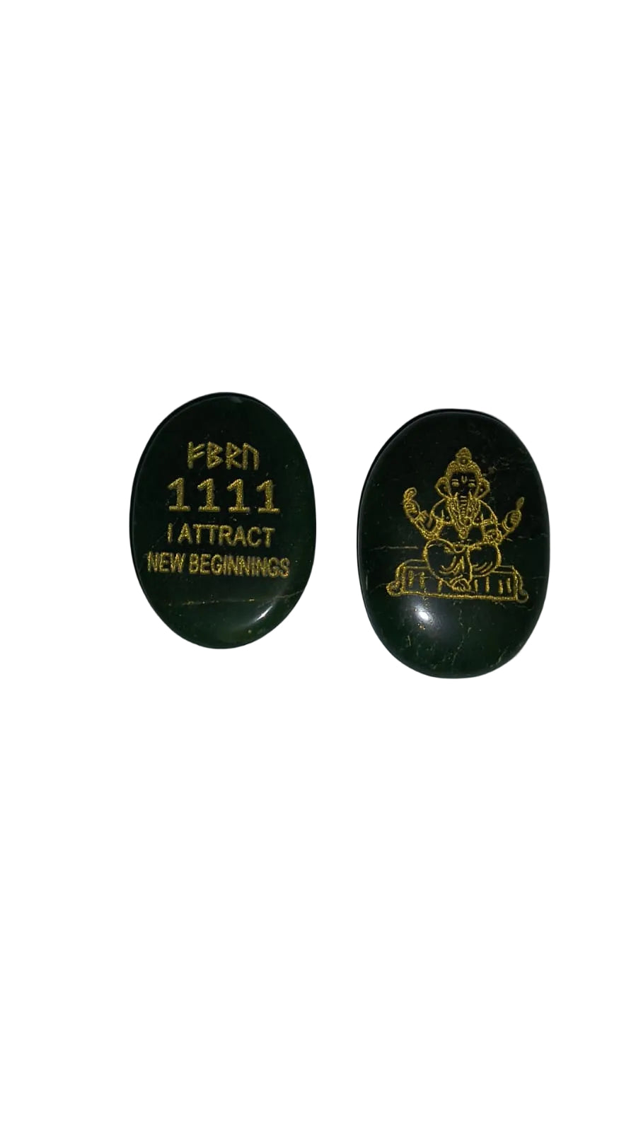 New Beginning Ganesh Ji Stone with 1111 and Zibu Symbols on Green Aventurine [625]
