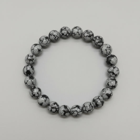 SnowFlakes Obsidian Bracelet