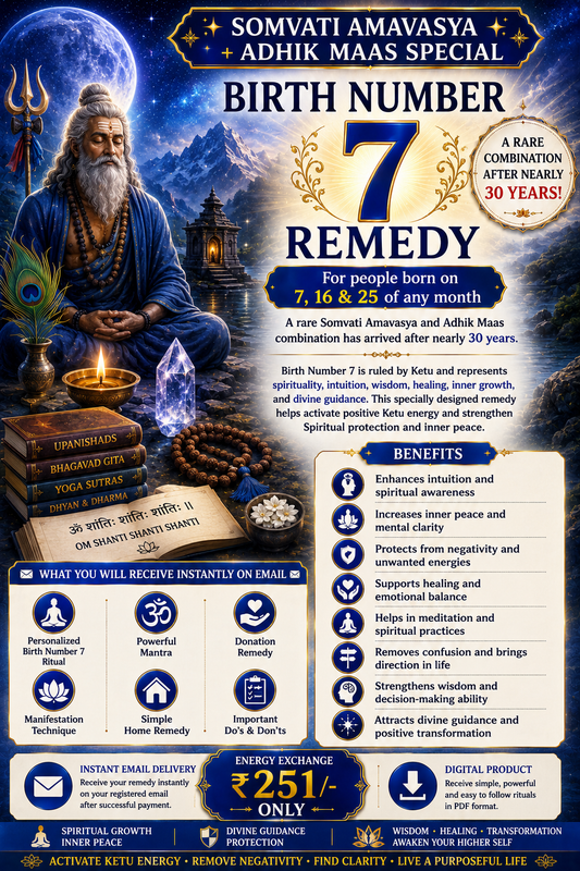 SOMVATI AMAVASYA + ADHIK MAAS SPECIAL  Birth Number 7 Remedy