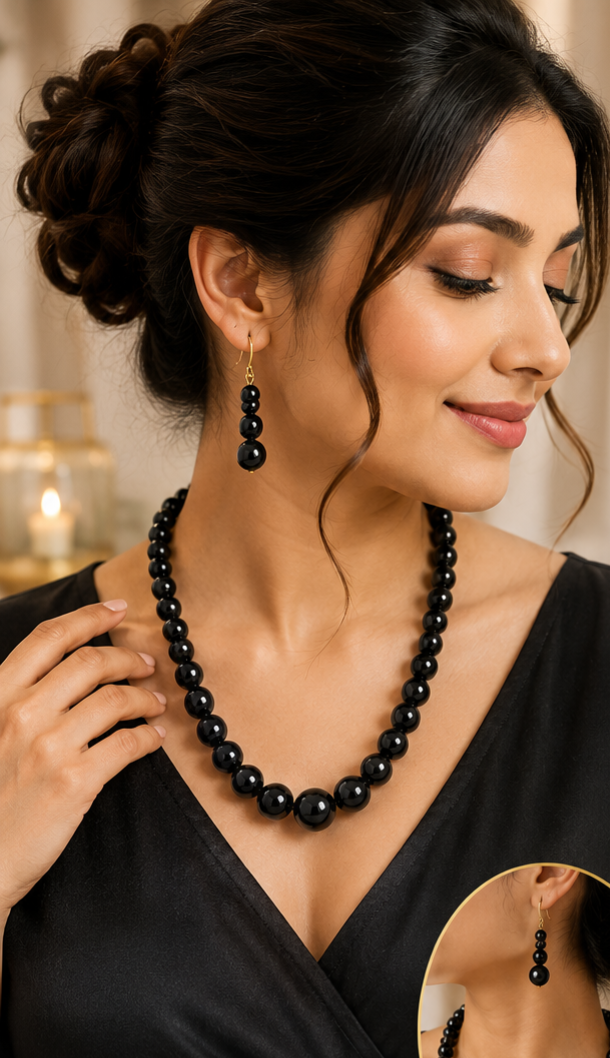 Black Tourmaline Premium Crystal Necklace Set