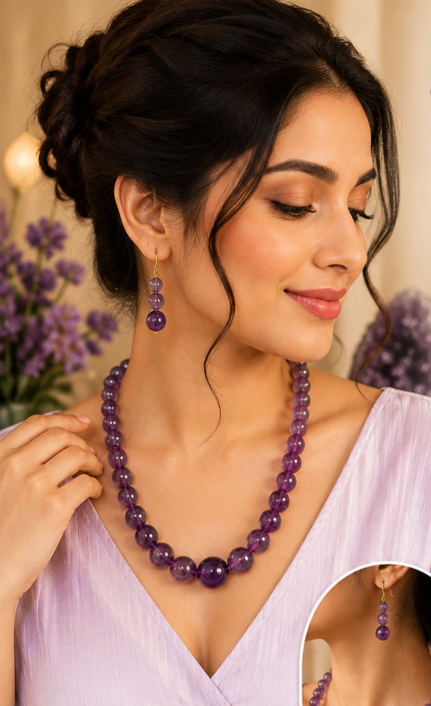 Amethyst Premium Crystal Necklace Set