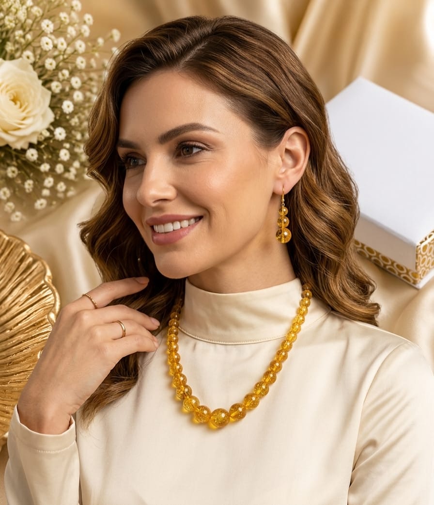 Citrine Premium Crystal Necklace Set