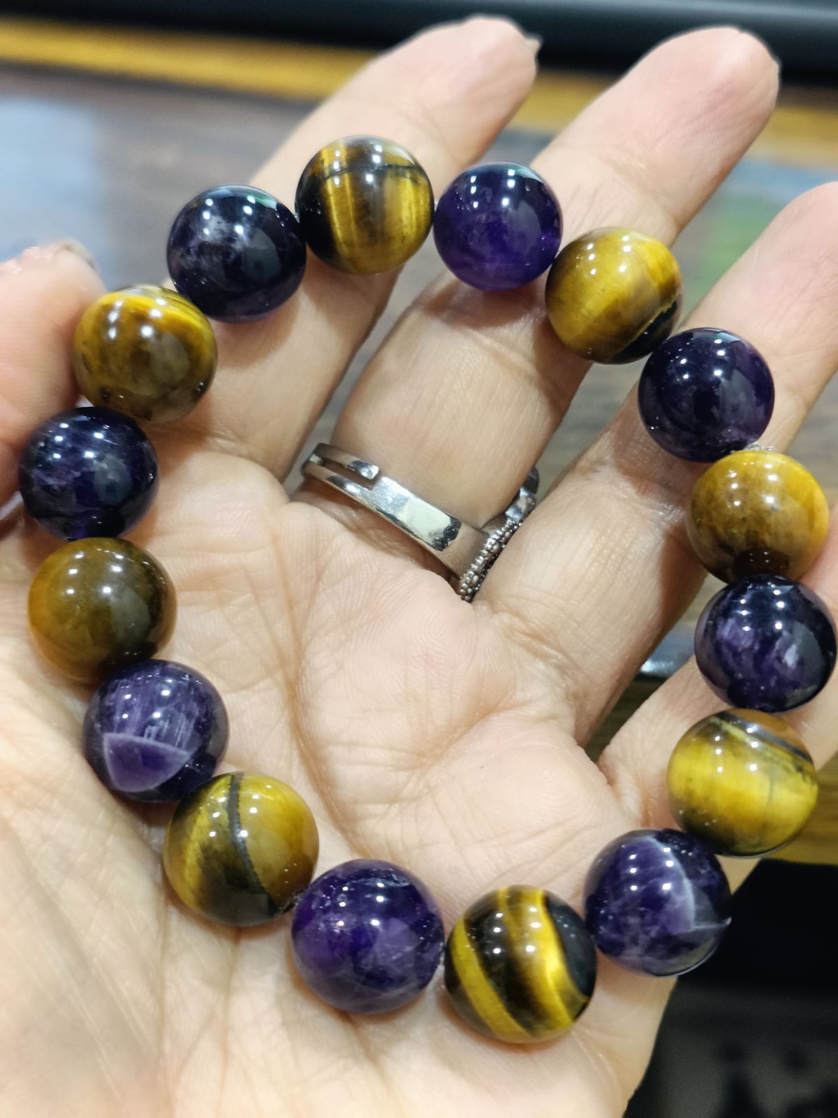 Tiger's Eye & Amethyst Combo Bracelet – 12 MM Premium Quality