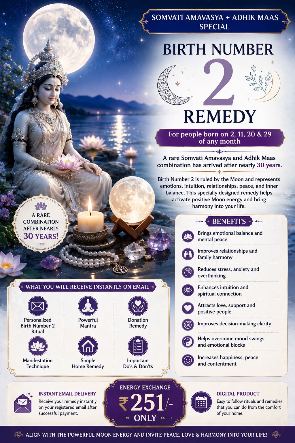 SOMVATI AMAVASYA + ADHIK MAAS SPECIAL Birth Number 2 Remedy