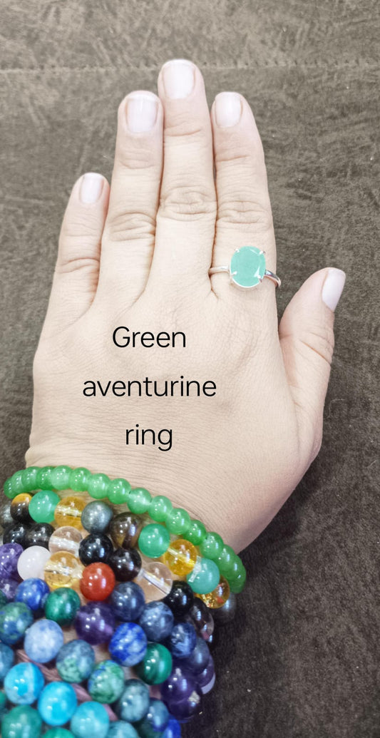 Green aventurine certified ring