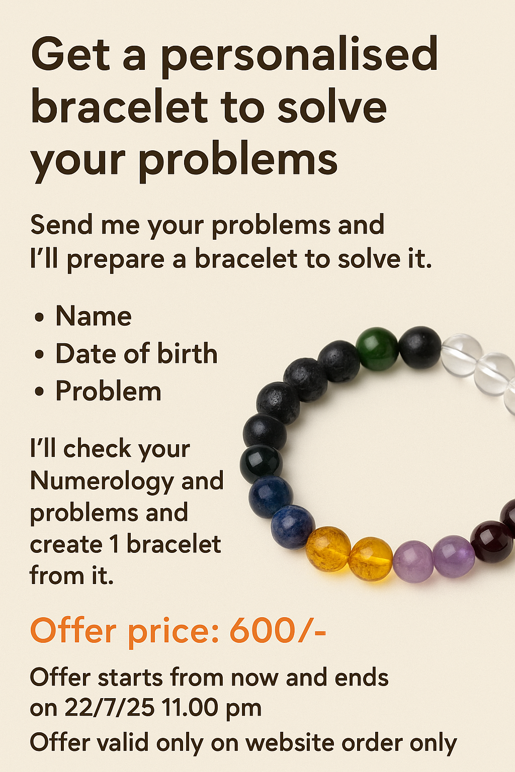 ✨ Personalized Numerology-Based Healing Bracelet Offer ✨