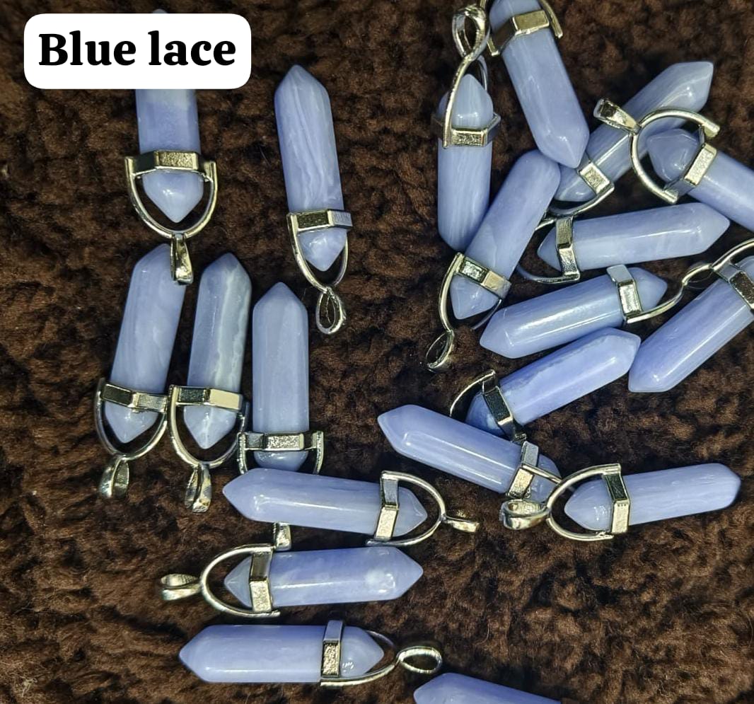 Blue lace pencil pendant