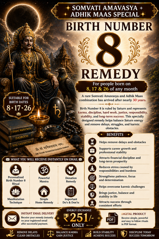 SOMVATI AMAVASYA + ADHIK MAAS SPECIAL  Birth Number 8 Remedy