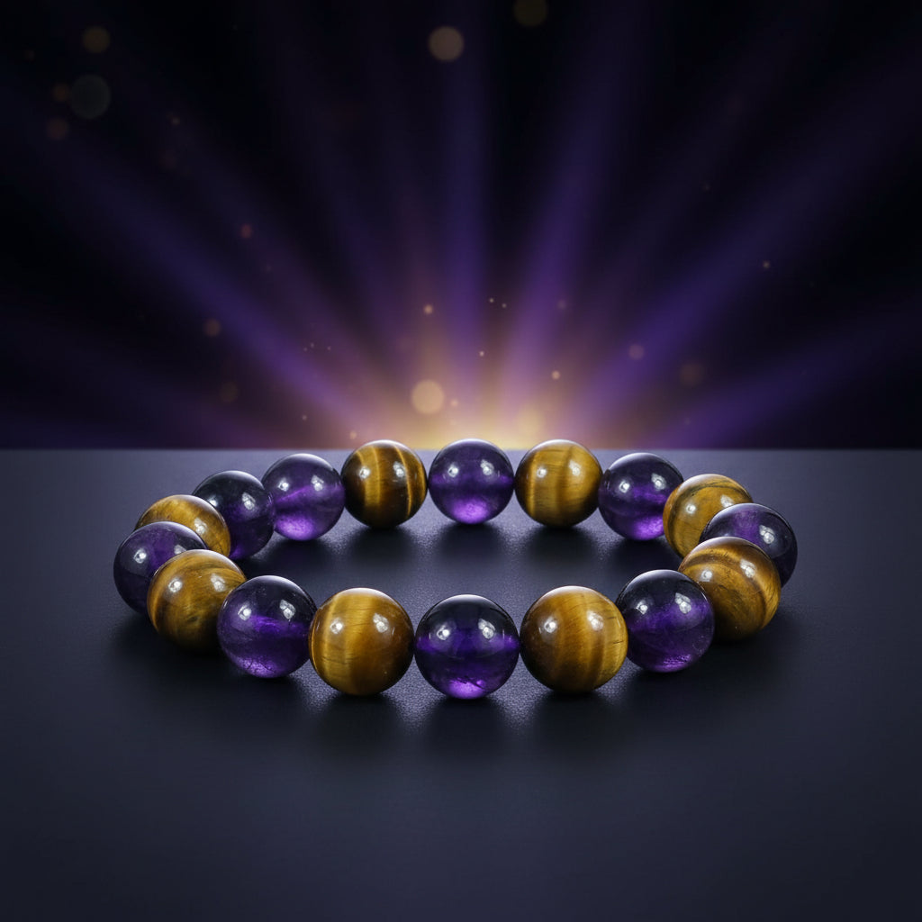 Tiger's Eye & Amethyst Combo Bracelet – 12 MM Premium Quality
