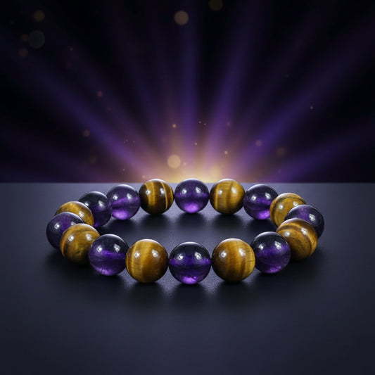 Tiger's Eye & Amethyst Combo Bracelet – 12 MM Premium Quality