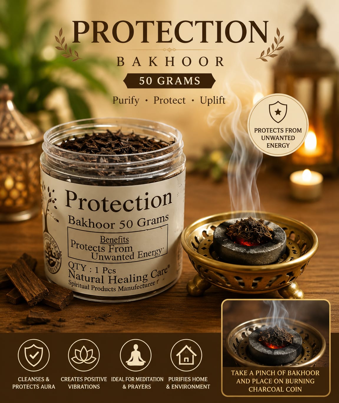 Protection Bakhoor – Protection, Energy Cleansing & Positive Vibrations (40g)