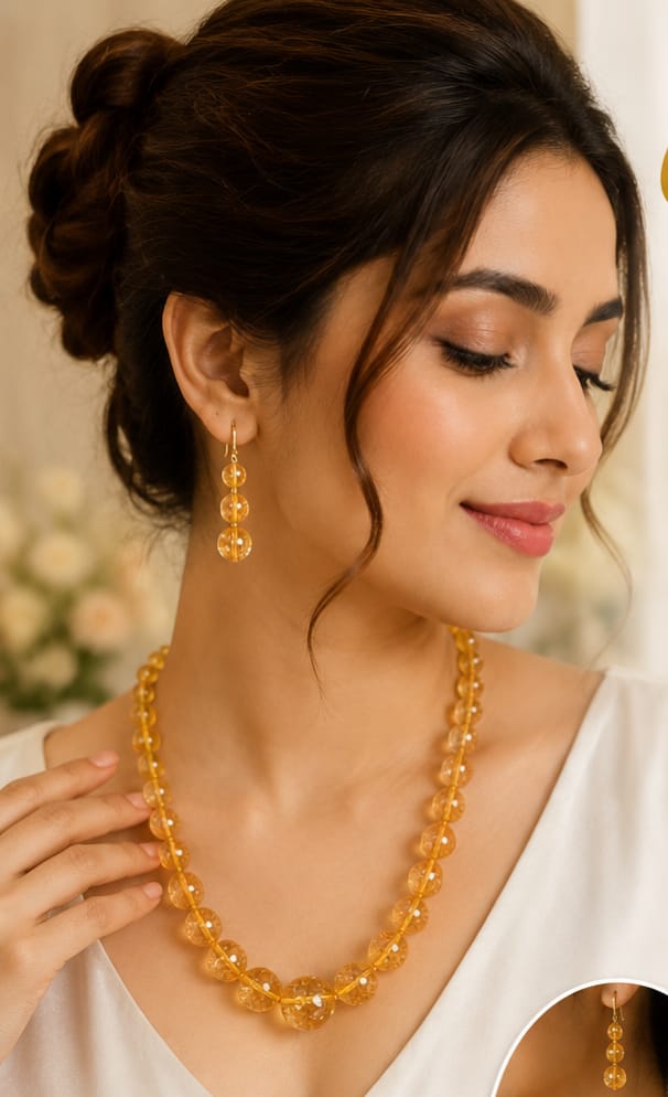 Citrine Premium Crystal Necklace Set